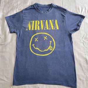 Nirvana Blue T-Shirt with Yellow Logo